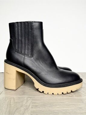 Dolce Vita Black Leather Heeled Boot 9 1/2
